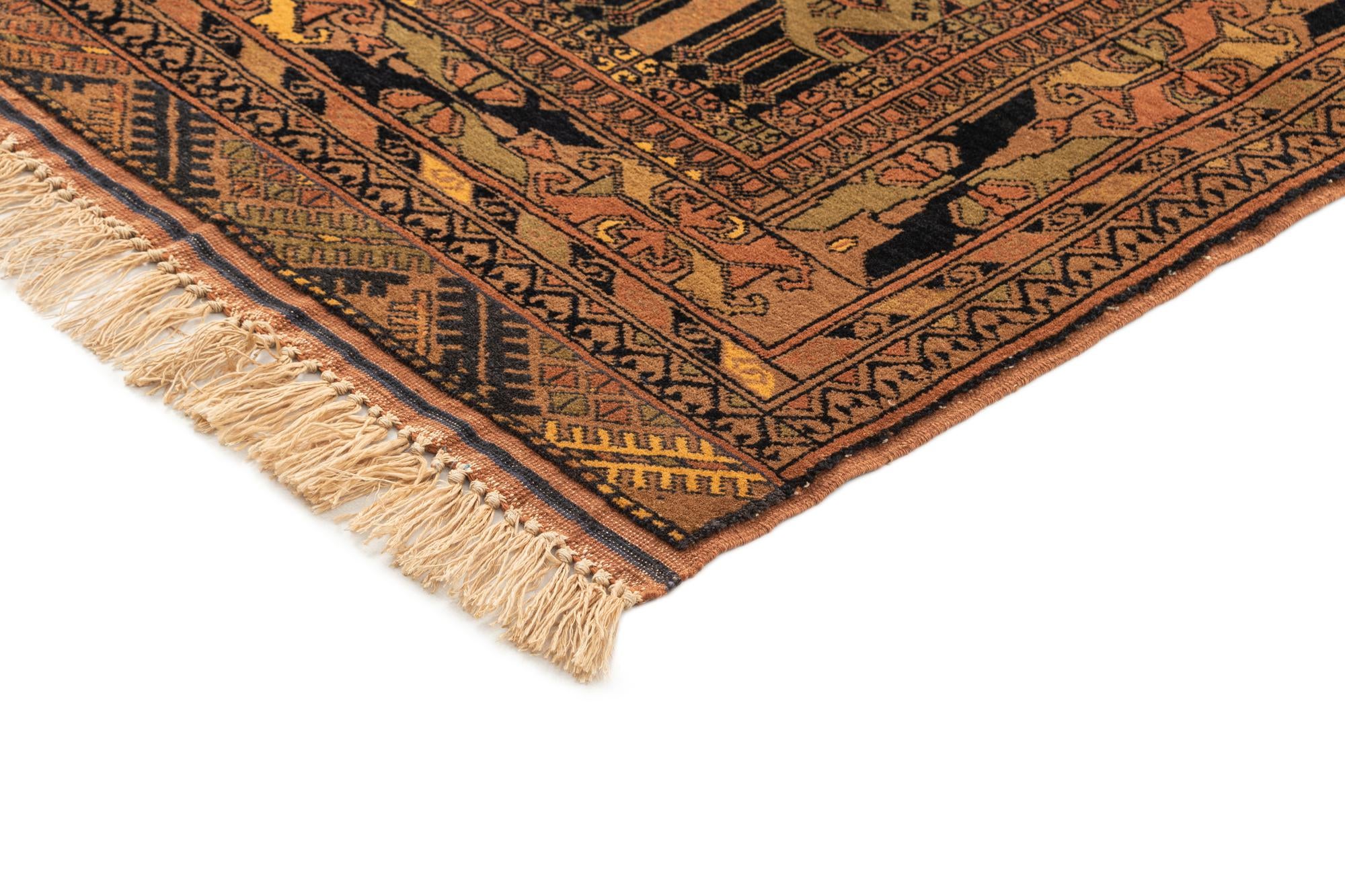 3' 10 x 5' 8 Hand Knotted Afghan Akhche Wool Rug