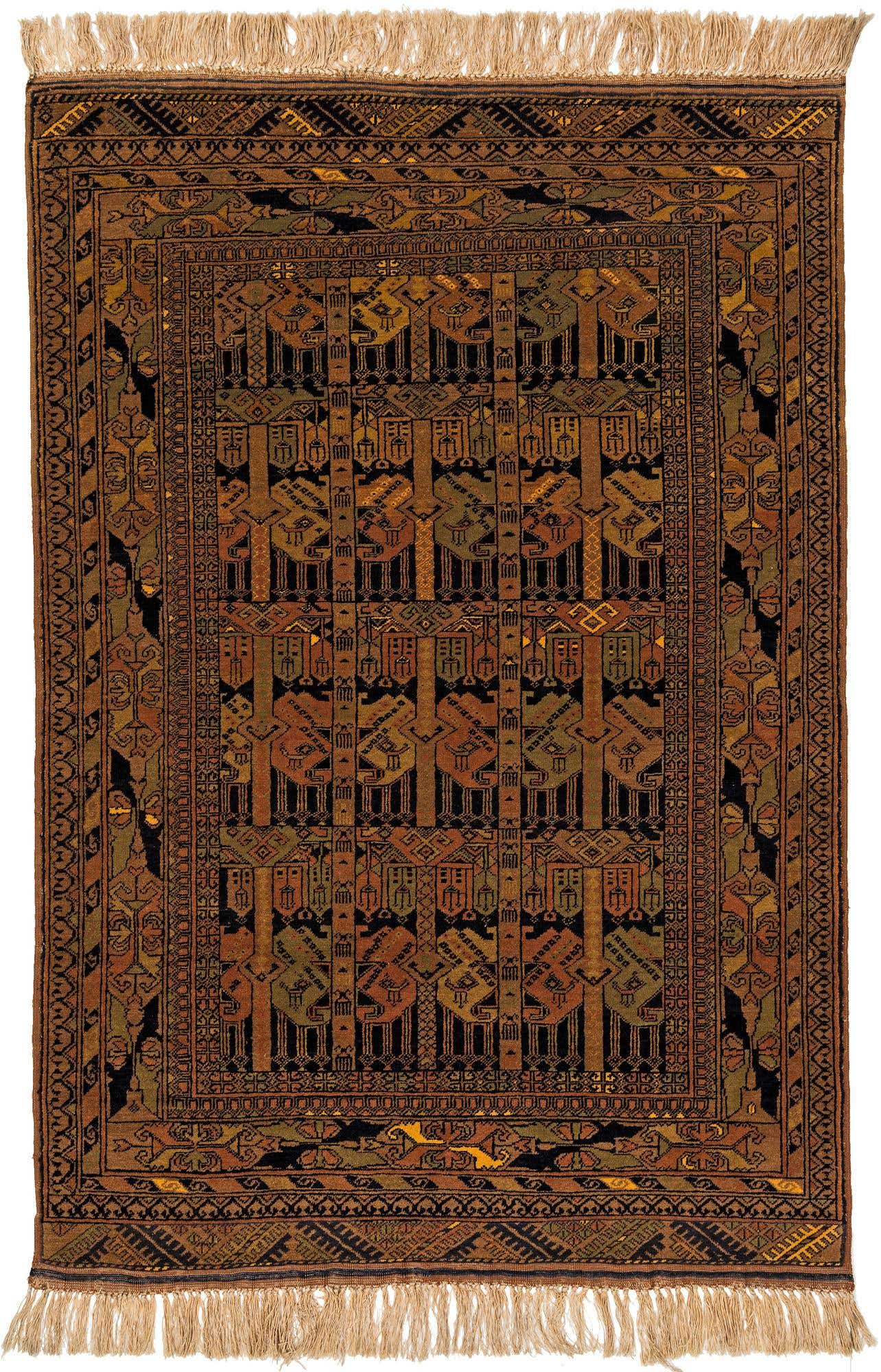 3' 10 x 5' 8 Hand Knotted Afghan Akhche Wool Rug