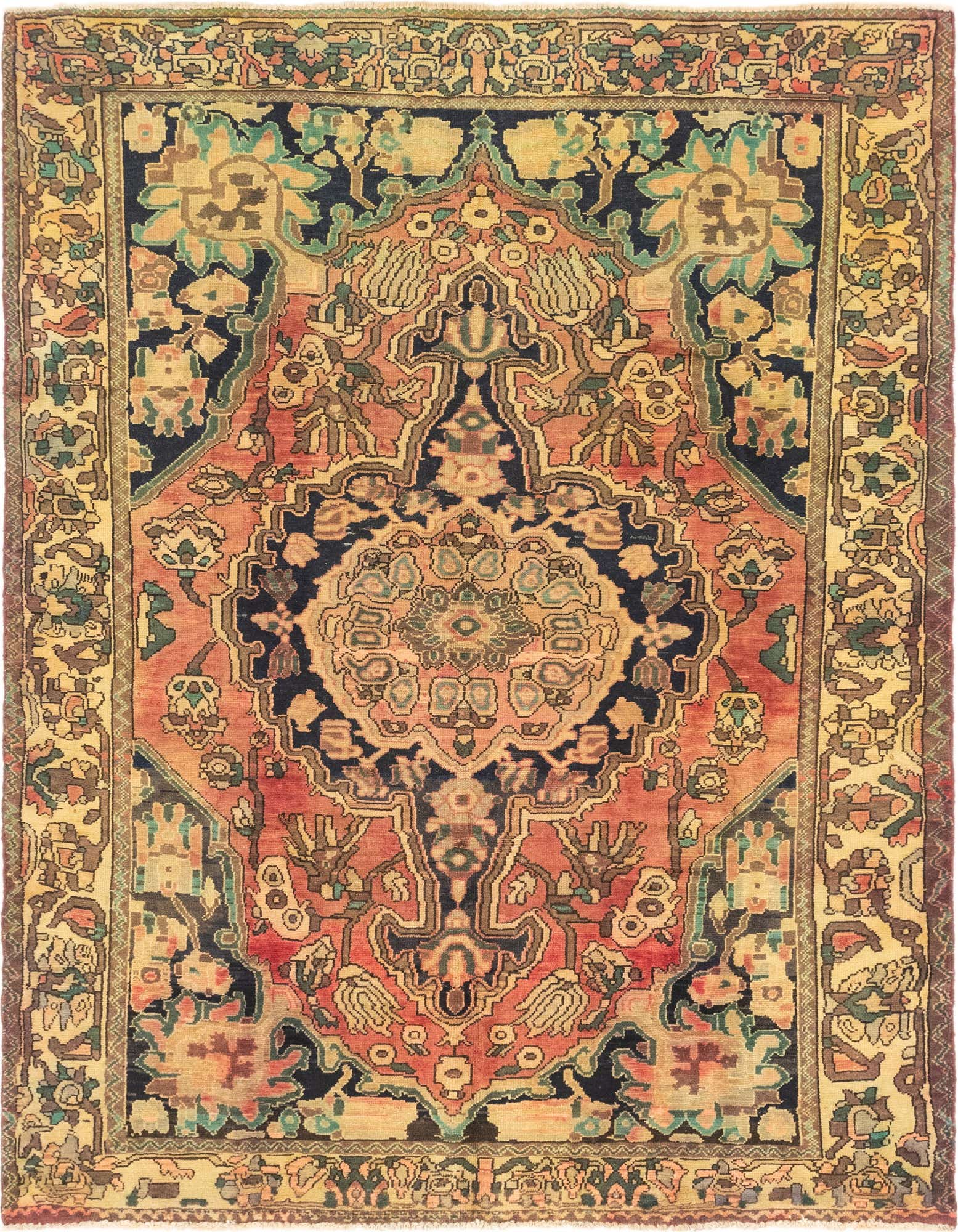 6' 9 x 9' 8 Hand Knotted Bakhtiar Persian Wool Rug