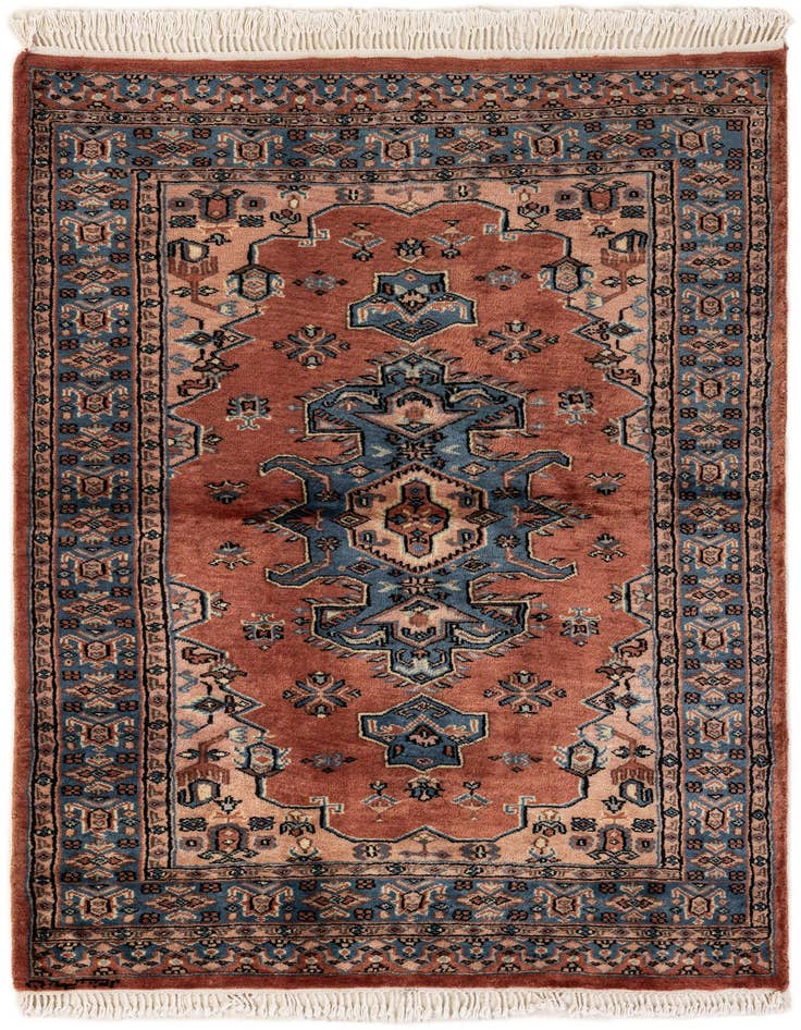 Detail image of 3' 3 x 4' 11 Hand Knotted Bokhara Wool Rug
