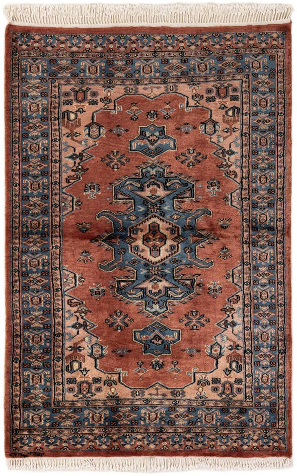 Detail image of 3' 3 x 4' 11 Hand Knotted Bokhara Wool Rug