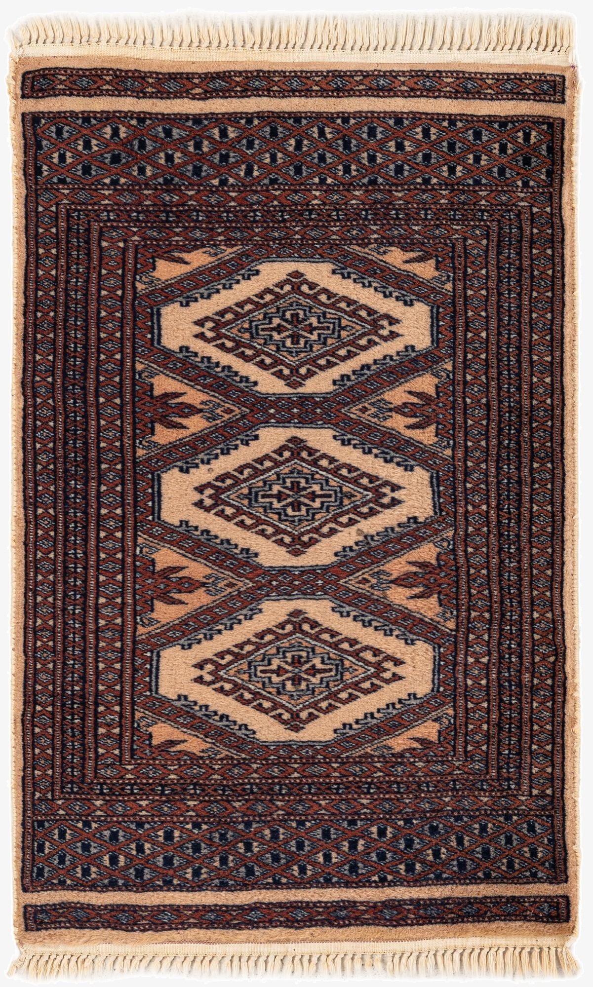 2' 1 x 3' 3  Hand Knotted Bokhara Oriental Wool Rug