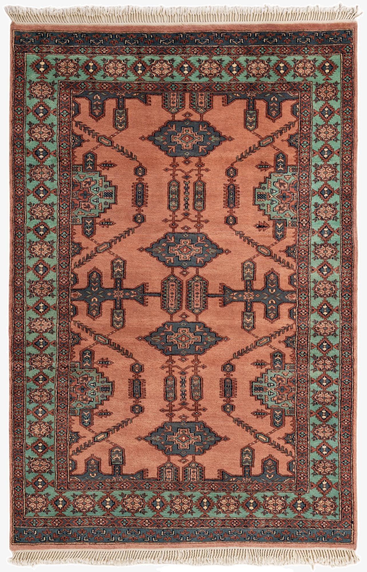 4' 3 x 6' 4  Hand Knotted Bokhara Oriental Wool Rug