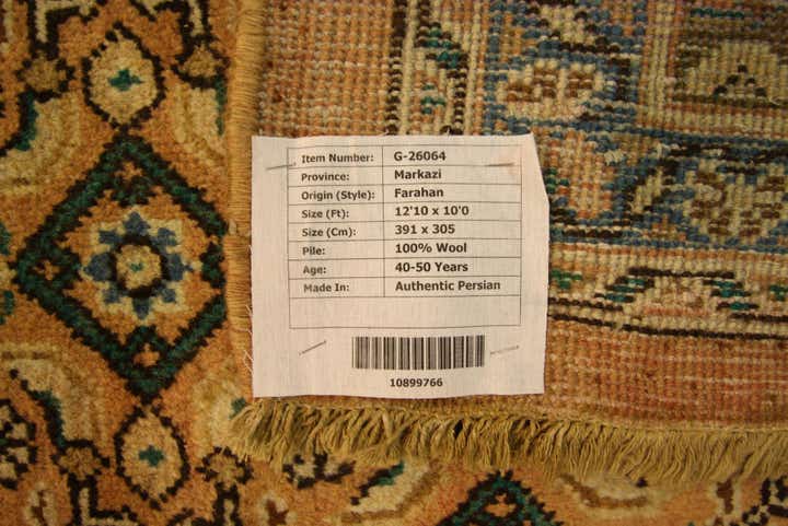 10' 2 x 12' 10 Hand Knotted Farahan Persian Wool Rug