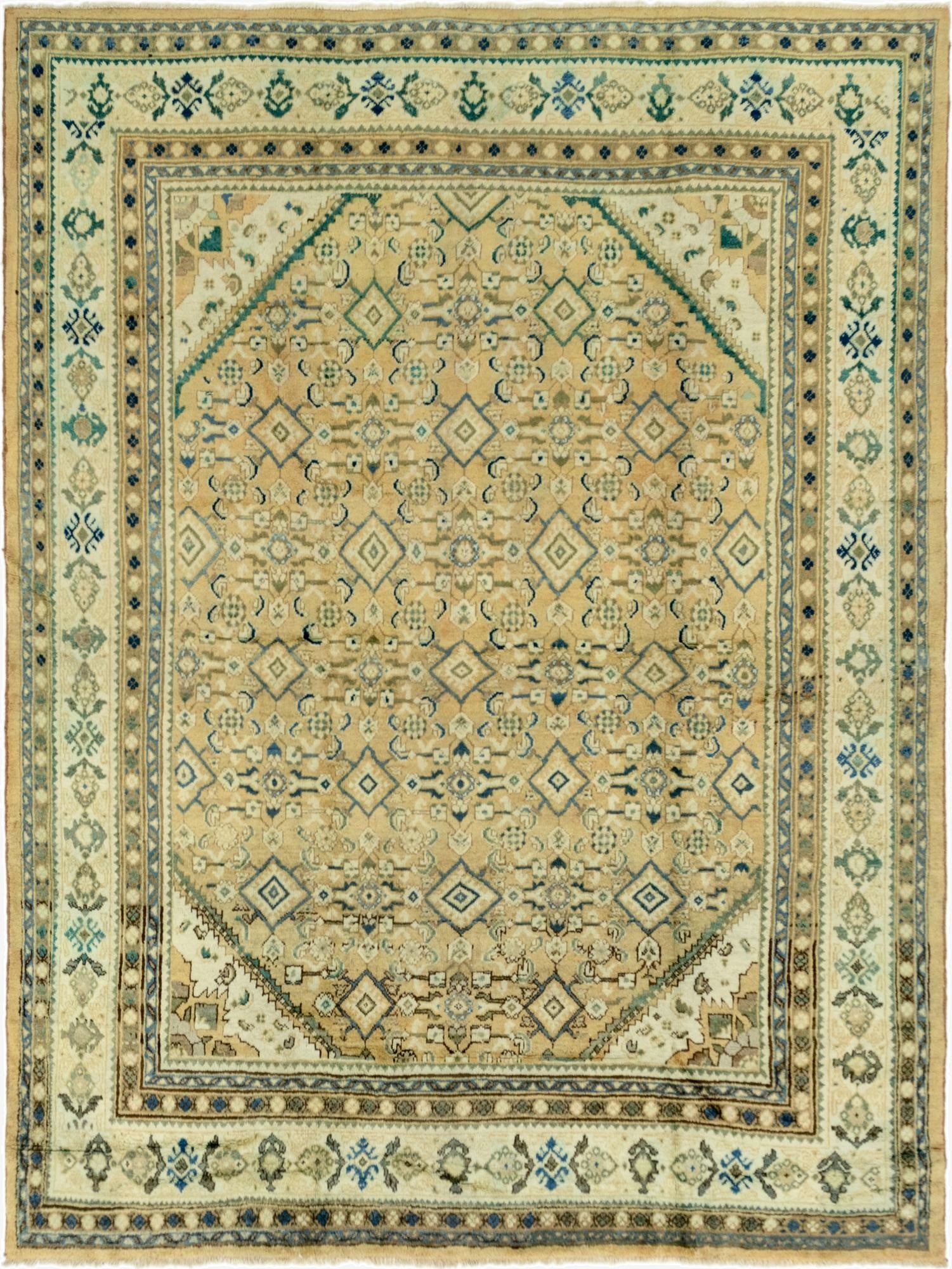 9' 7 x 12' 9  Hand Knotted Farahan Persian Wool Rug