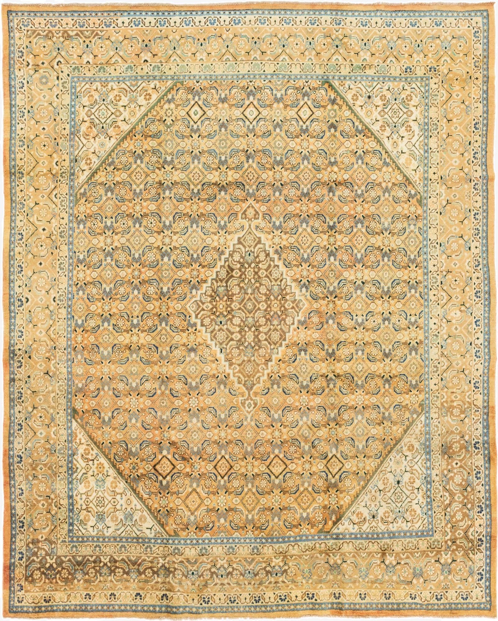 9' 8 x 12' 5  Hand Knotted Farahan Persian Wool Rug