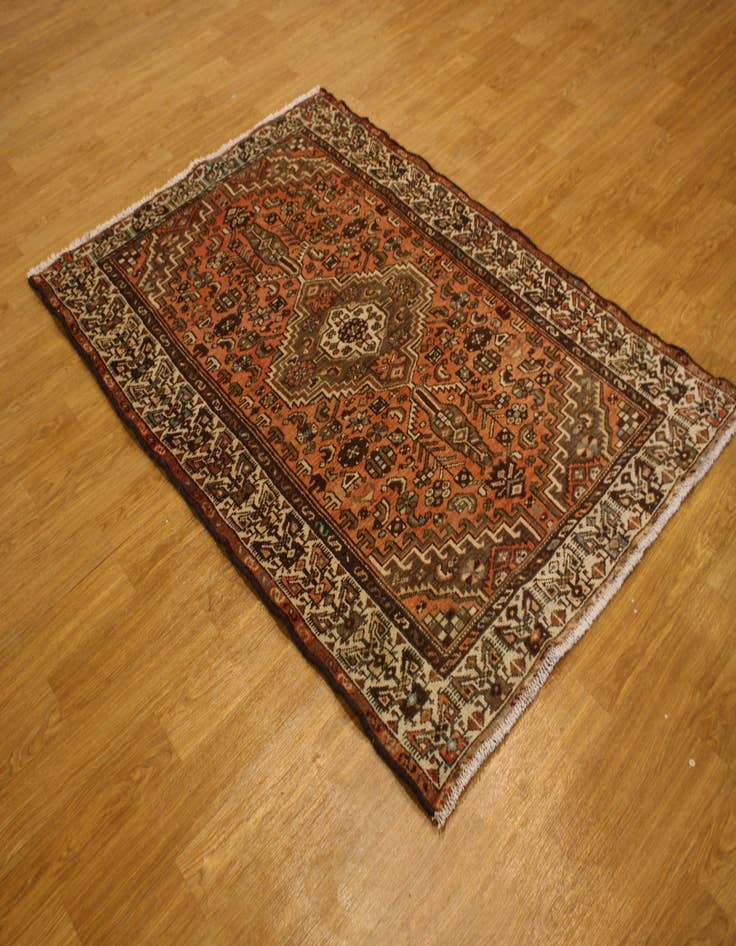 Detail image of 4' 1 x 6' 4 Hand Knotted Hossainabad Persian Wool Rug