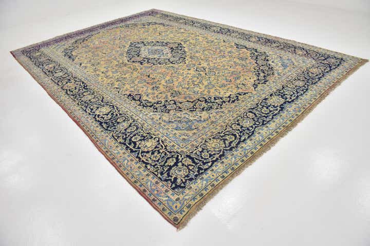 9' 9 x 13' 10 Hand Knotted Kashan Persian Wool Rug
