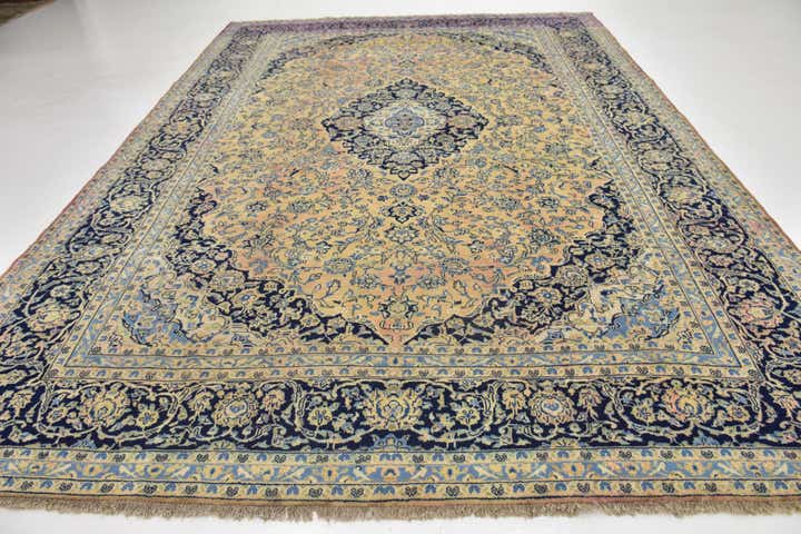 9' 9 x 13' 10 Hand Knotted Kashan Persian Wool Rug