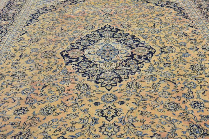 9' 9 x 13' 10 Hand Knotted Kashan Persian Wool Rug
