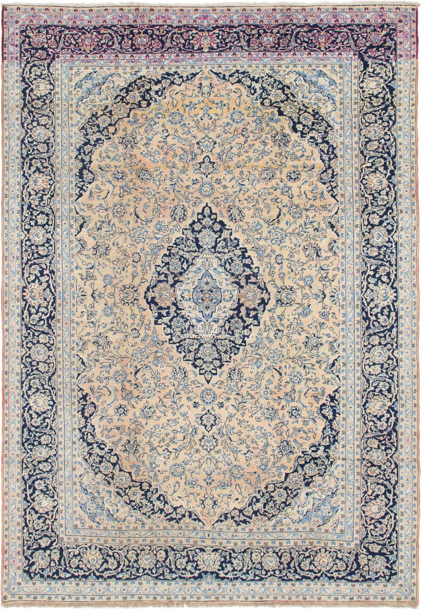 9' 9 x 13' 10 Hand Knotted Kashan Persian Wool Rug