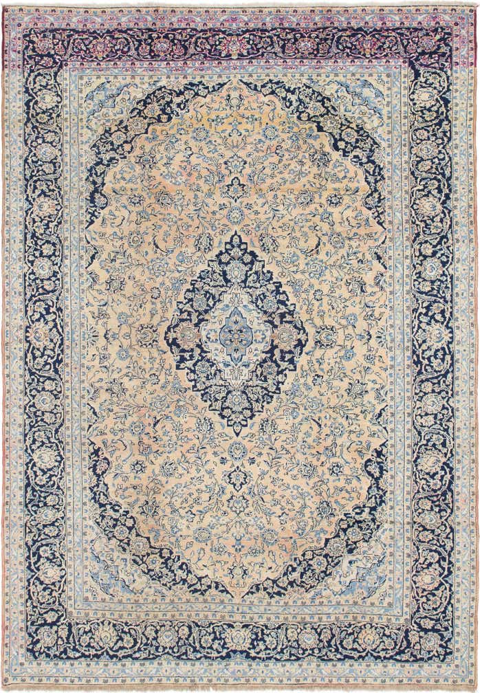 9' 9 x 13' 10 Hand Knotted Kashan Persian Wool Rug