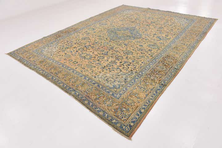 9' 6 x 12' 9 Hand Knotted Kashan Persian Wool Rug