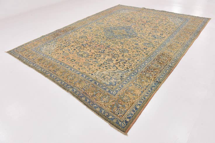 Detail image of 9' 6 x 12' 9 Hand Knotted Kashan Persian Wool Rug