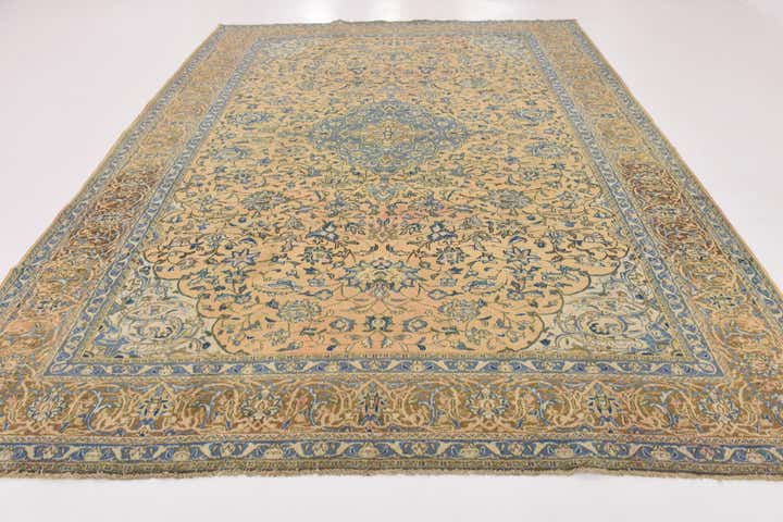 9' 6 x 12' 9 Hand Knotted Kashan Persian Wool Rug