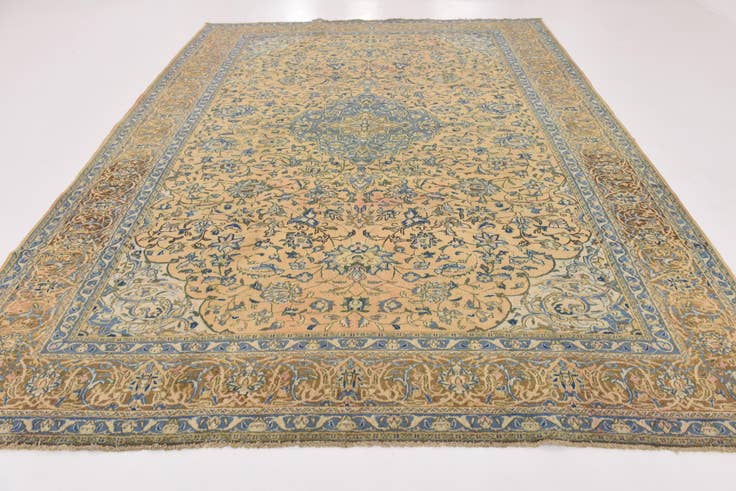 Detail image of 9' 6 x 12' 9 Hand Knotted Kashan Persian Wool Rug