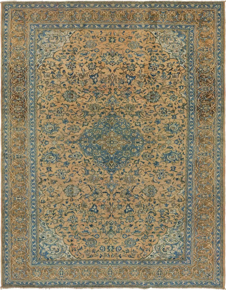 Detail image of 9' 6 x 12' 9 Hand Knotted Kashan Persian Wool Rug