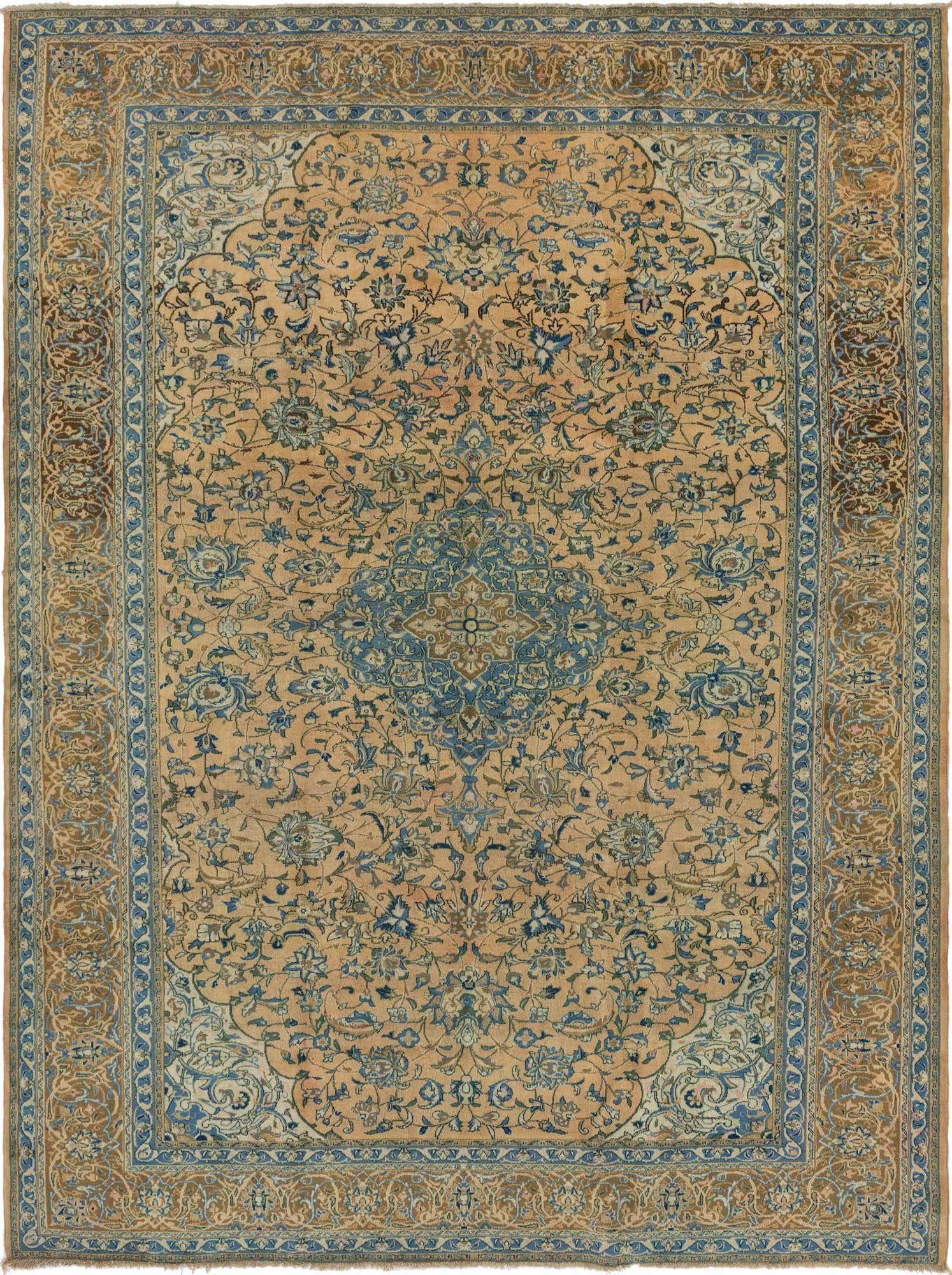 9' 6 x 12' 9 Hand Knotted Kashan Persian Wool Rug