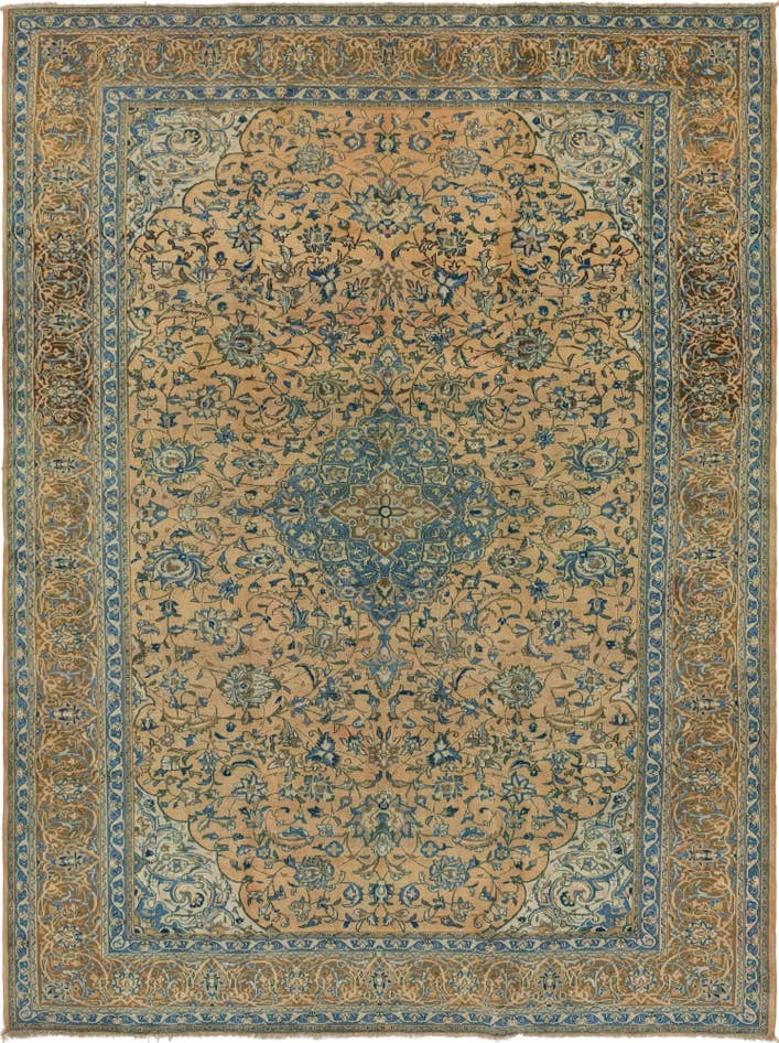 Detail image of 9' 6 x 12' 9 Hand Knotted Kashan Persian Wool Rug