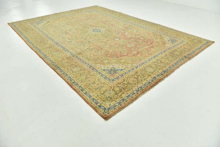 9' 7 x 12' 10 Hand Knotted Kashan Persian Wool Rug