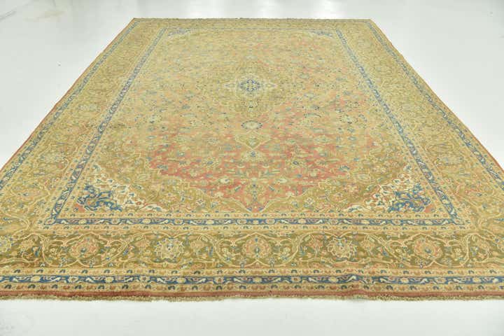 9' 7 x 12' 10 Hand Knotted Kashan Persian Wool Rug