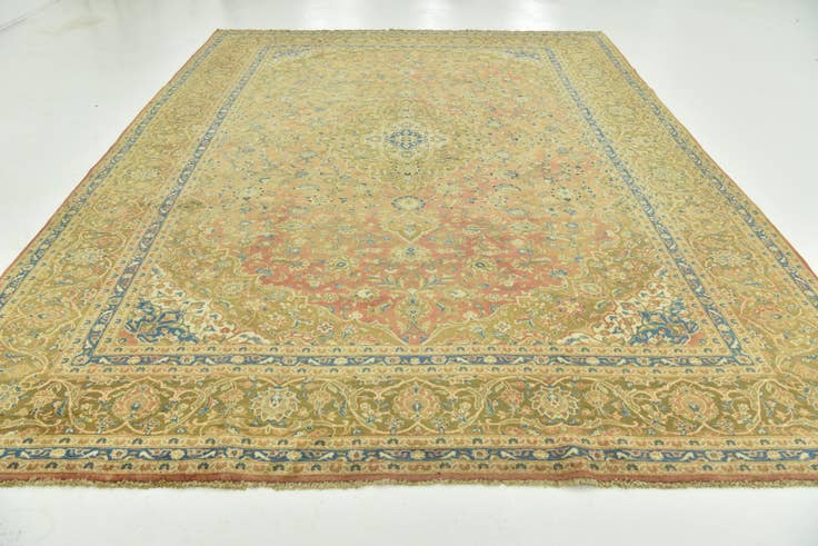 Detail image of 9' 7 x 12' 10 Hand Knotted Kashan Persian Wool Rug