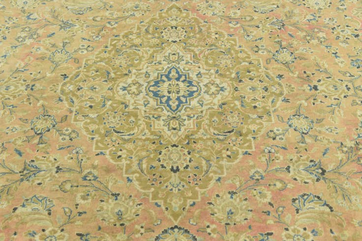 Detail image of 9' 7 x 12' 10 Hand Knotted Kashan Persian Wool Rug