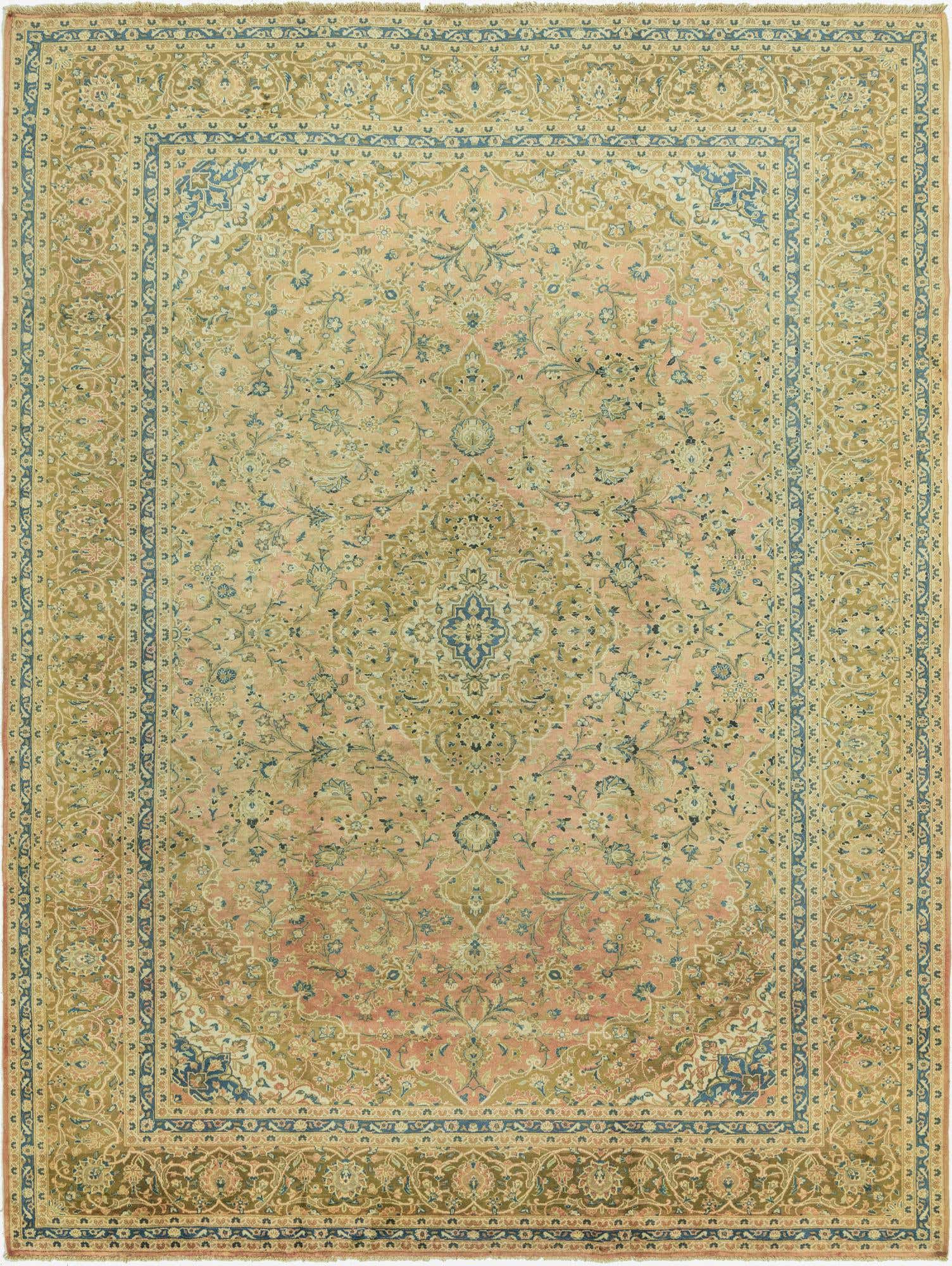 9' 7 x 12' 10 Hand Knotted Kashan Persian Wool Rug