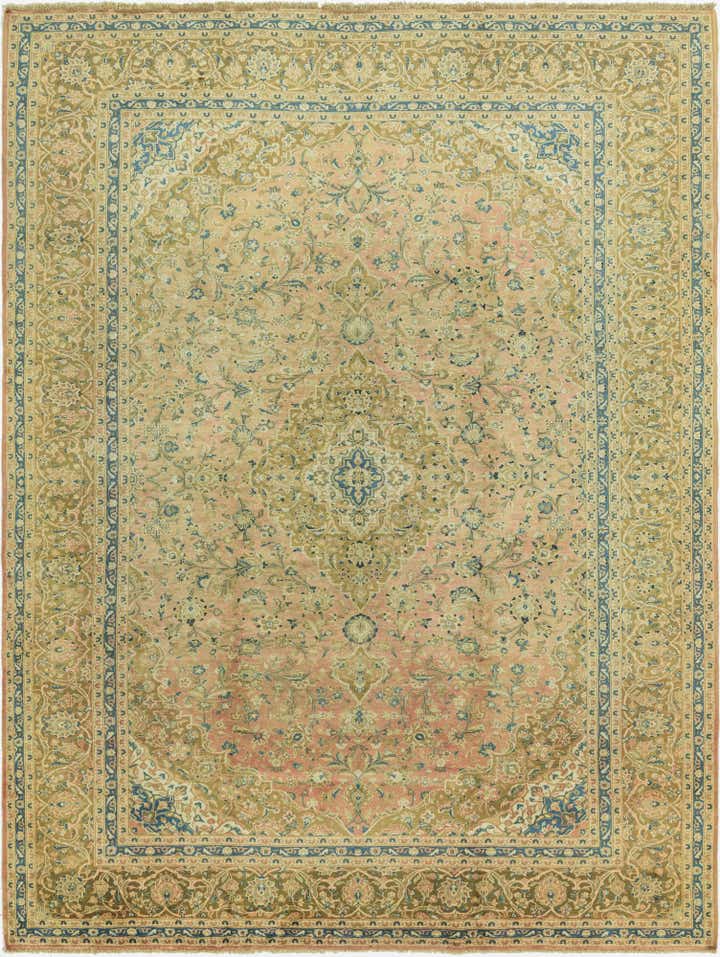9' 7 x 12' 10 Hand Knotted Kashan Persian Wool Rug