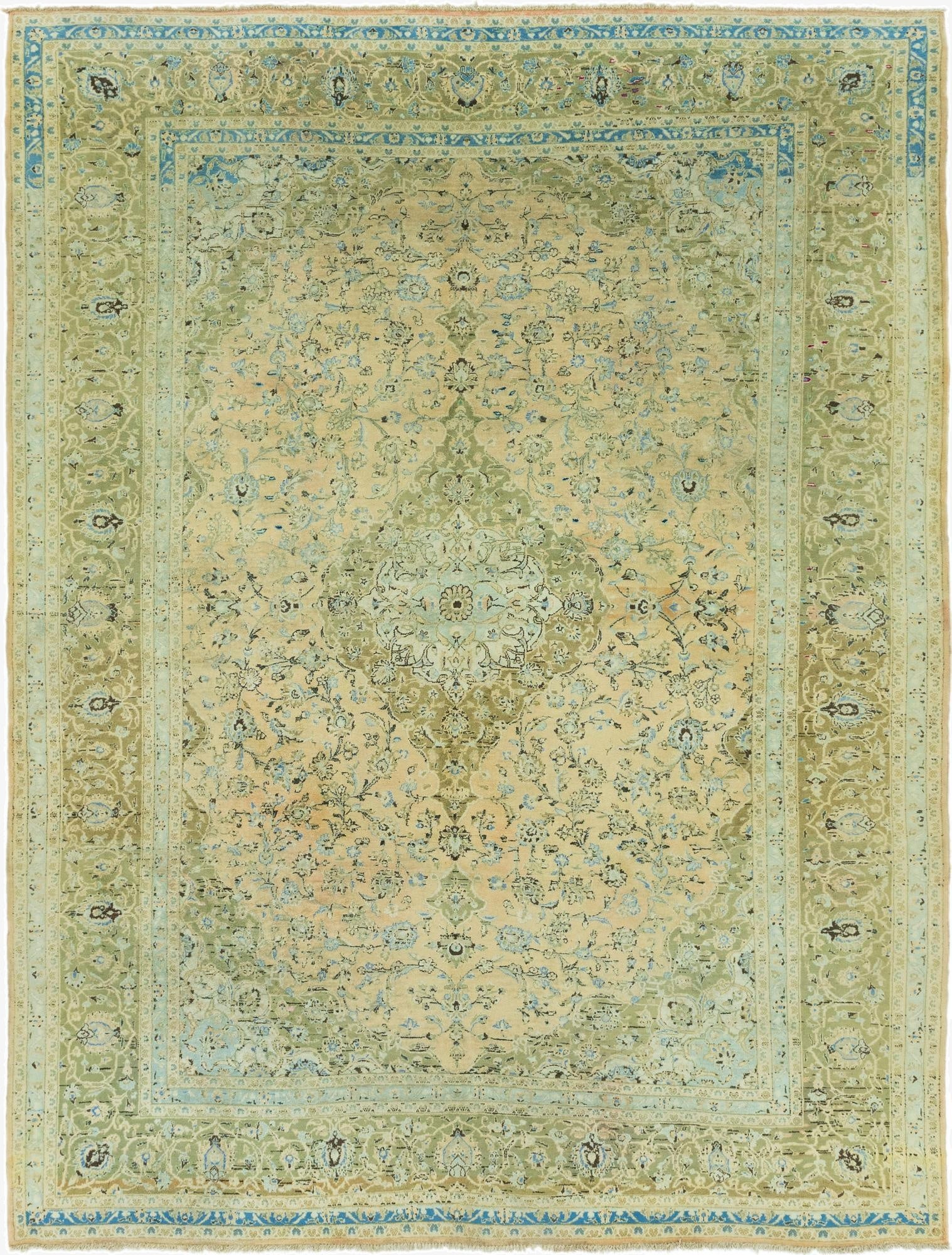 9' 10 x 13' 2  Hand Knotted Kashan Persian Wool Rug