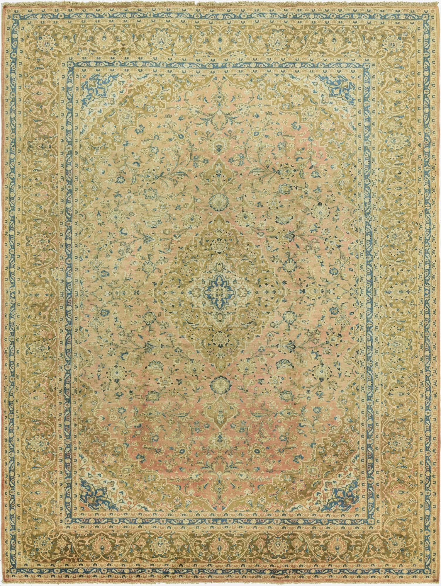 9' 7 x 12' 10  Hand Knotted Kashan Persian Wool Rug