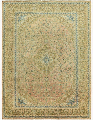 9' 7 x 12' 10 Hand Knotted Kashan Persian Wool Rug