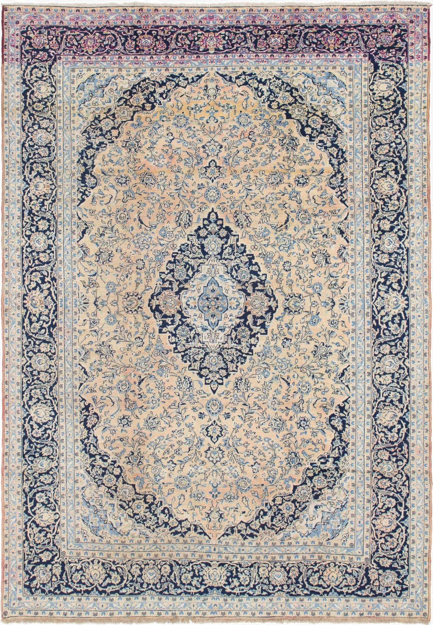 9' 9 x 13' 10  Hand Knotted Kashan Persian Wool Rug