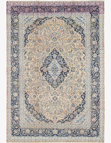 9' 9 x 13' 10 Hand Knotted Kashan Persian Wool Rug