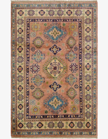 4' x 6' 3 Hand Knotted Kazak Rug