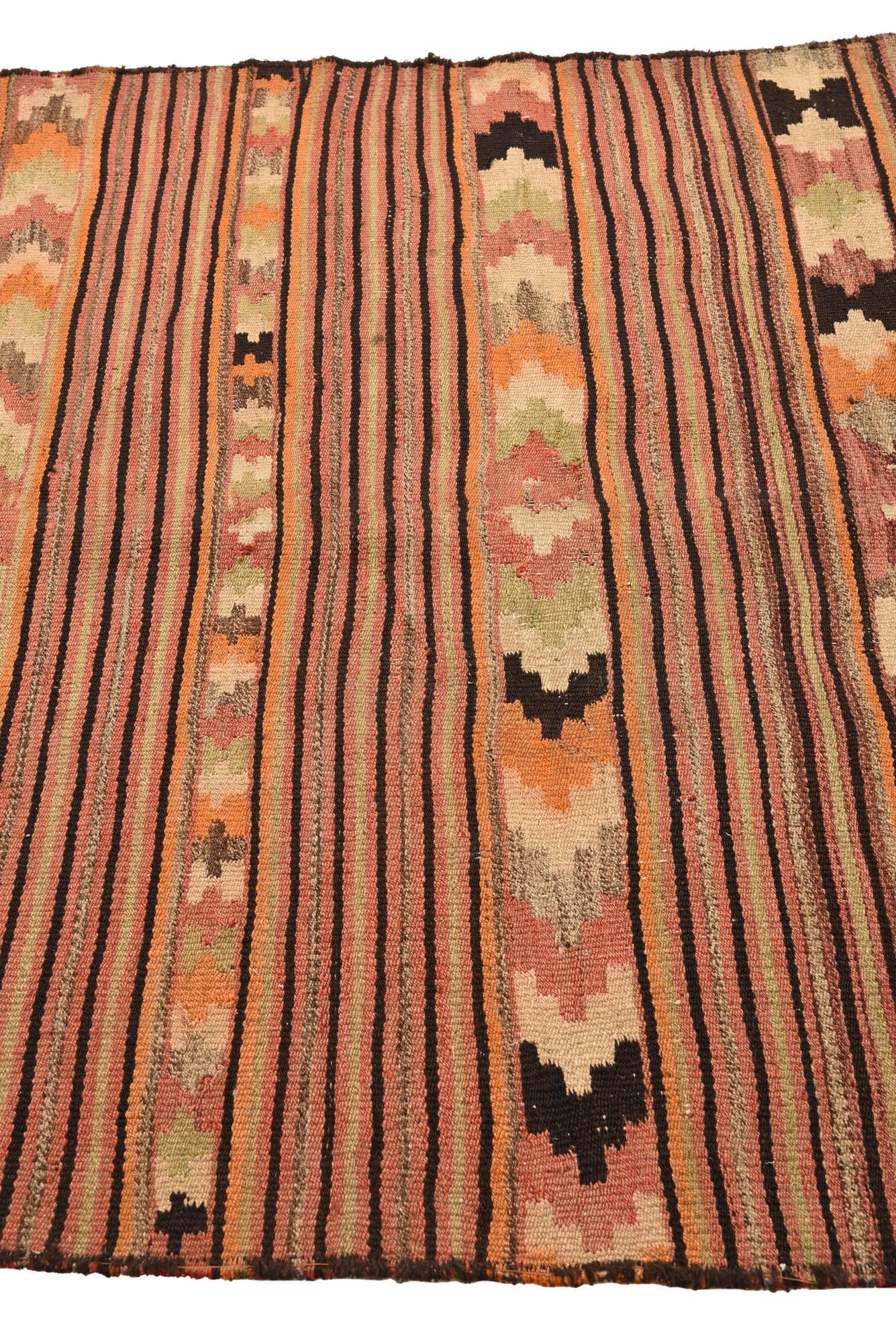 5' x 7' 5 Hand Woven Kilim Fars Wool Rug