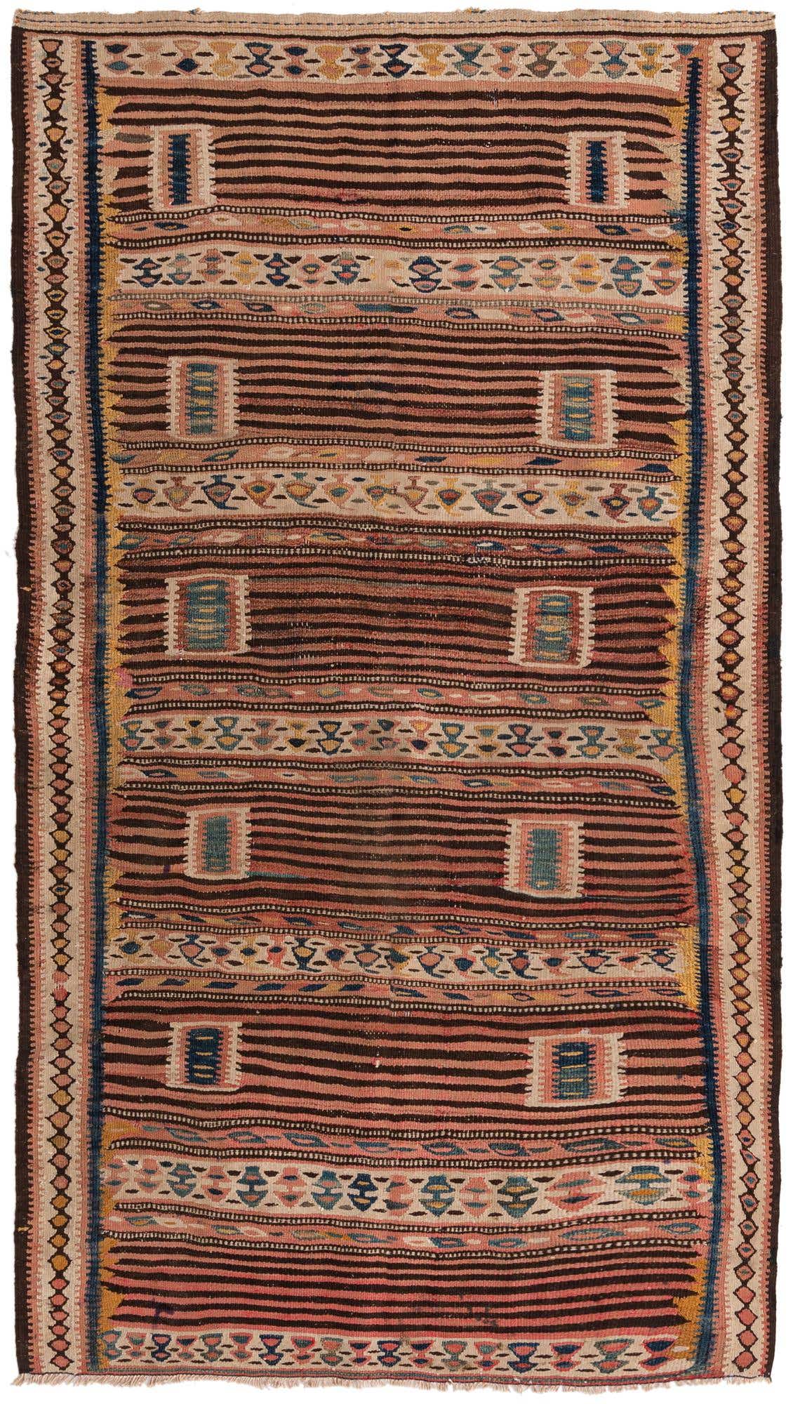 4' 4 x 7' 7 Hand Woven Kilim Fars Wool Rug