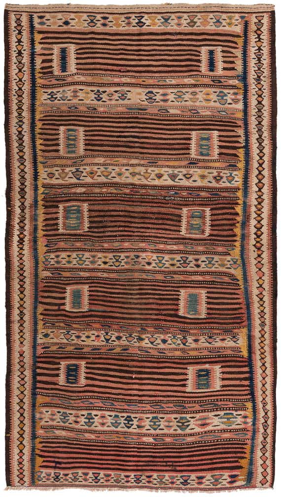 4' 4 x 7' 7 Hand Woven Kilim Fars Wool Rug