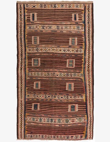 4' 4 x 7' 7 Hand Woven Kilim Fars Wool Rug