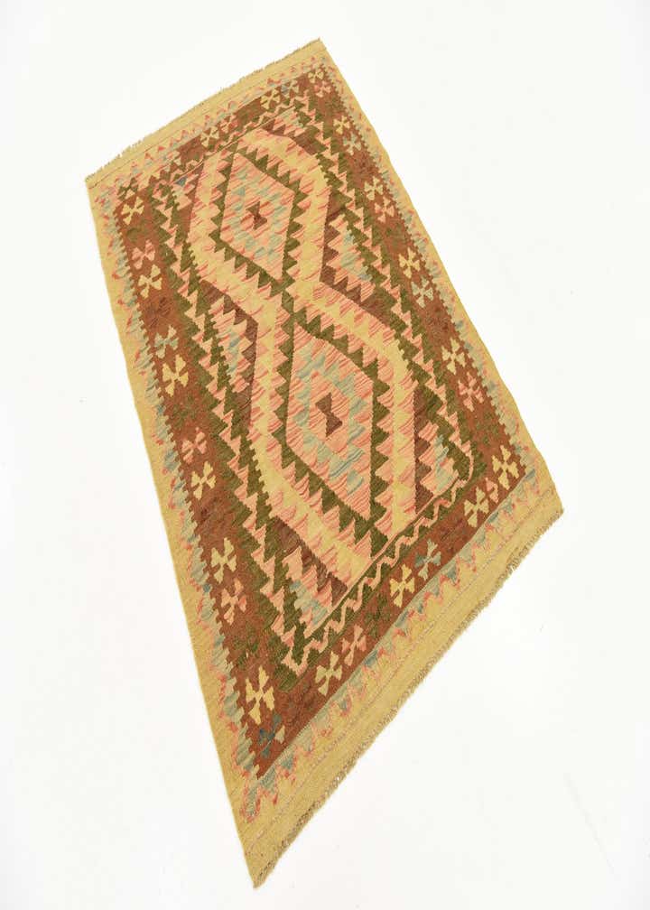 3' 3 x 4' 6 Hand Woven Kilim Maymana Wool Rug