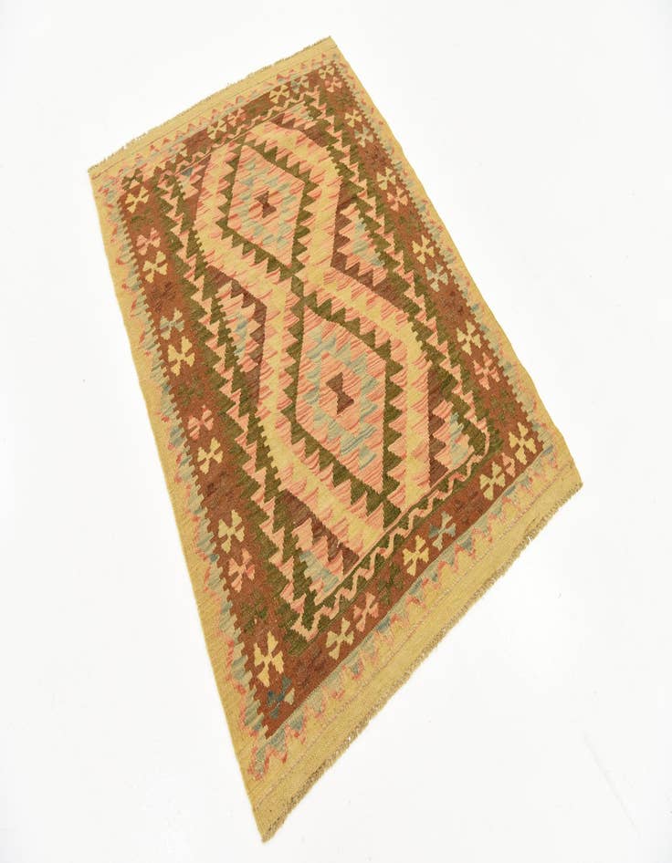 Detail image of 3' 3 x 4' 6 Hand Woven Kilim Maymana Wool Rug
