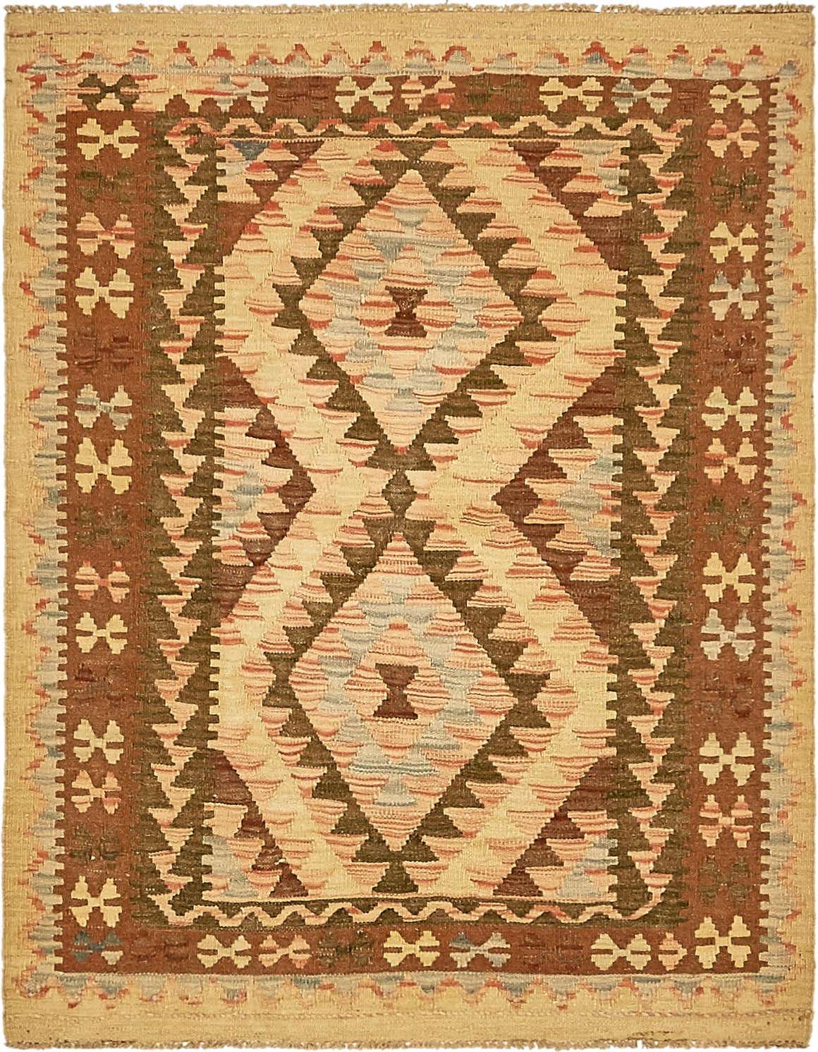 3' 3 x 4' 6 Hand Woven Kilim Maymana Wool Rug