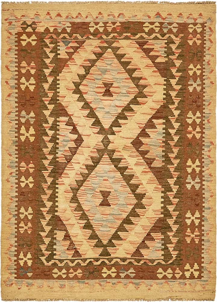 3' 3 x 4' 6 Hand Woven Kilim Maymana Wool Rug