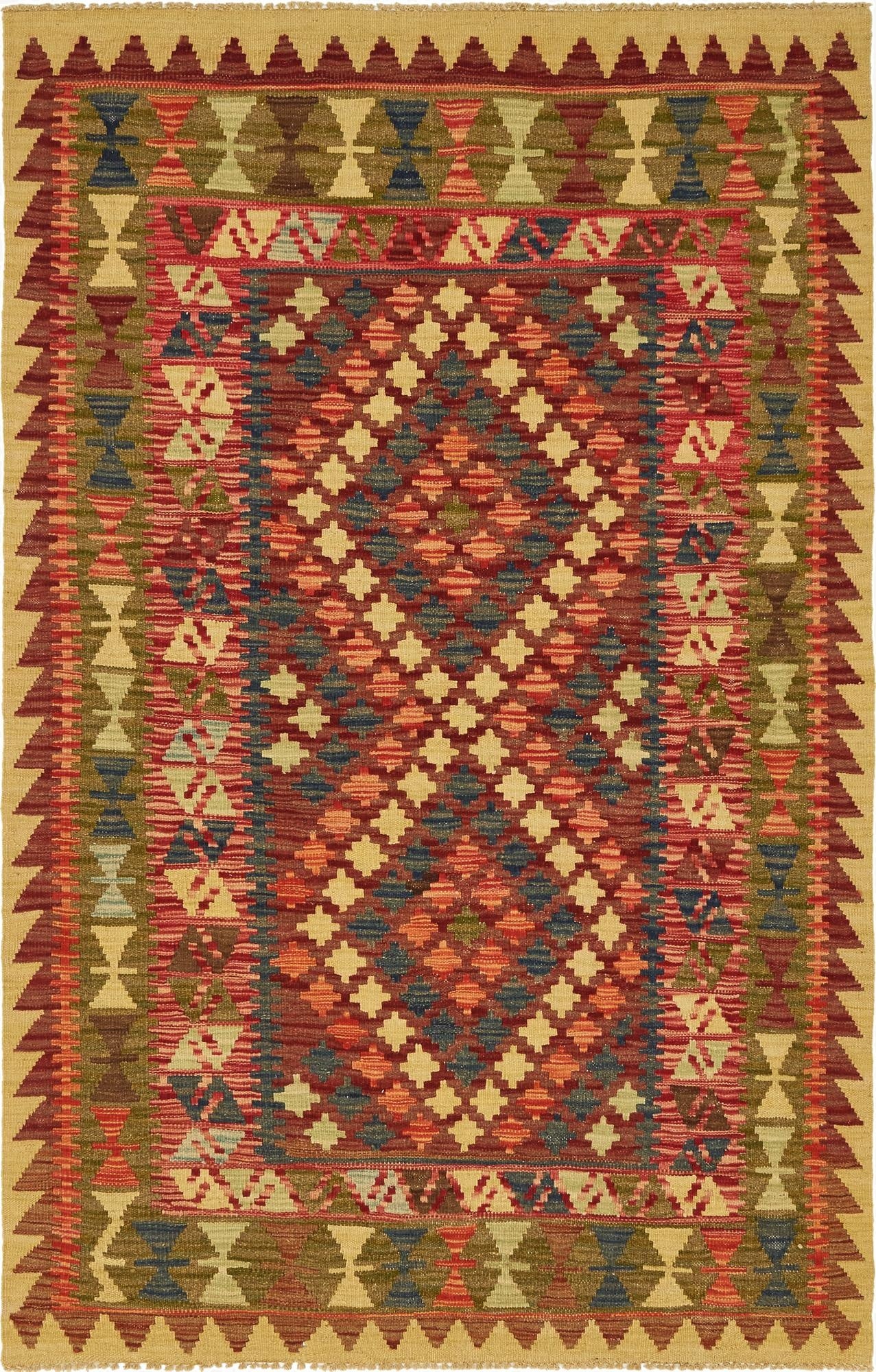 3' 10 x 5' 10  Hand Woven Kilim Maymana Wool Rug