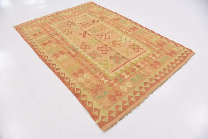 4' 9 x 6' 10 Hand Woven Kilim Waziri Wool Rug