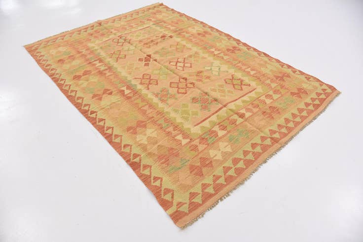 Detail image of 4' 9 x 6' 10 Hand Woven Kilim Waziri Wool Rug