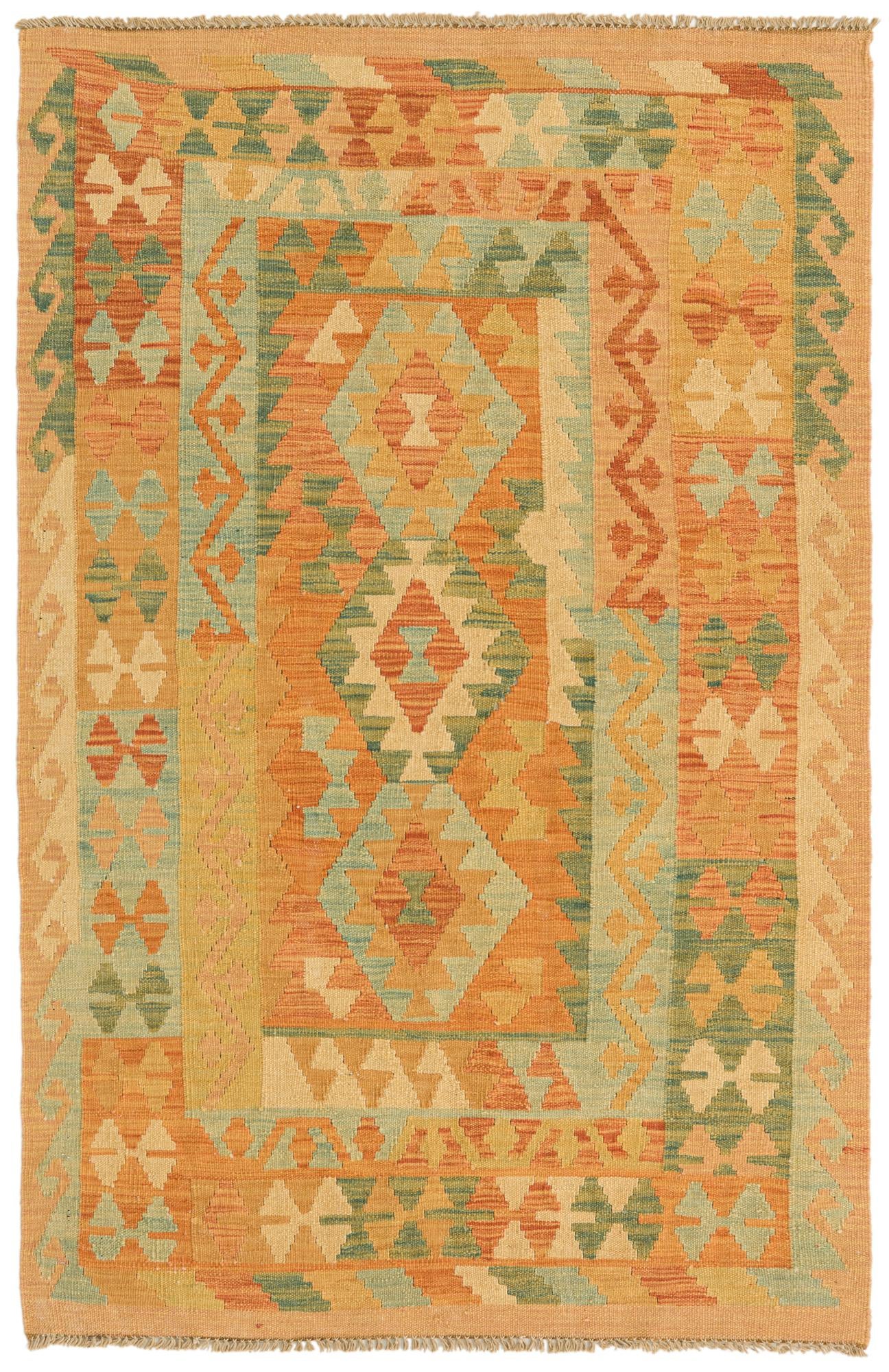 3' 2 x 5' Hand Woven Kilim Waziri Wool Rug