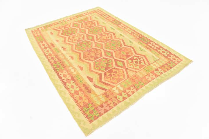 4' 10 x 6' 6 Hand Woven Kilim Waziri Wool Rug