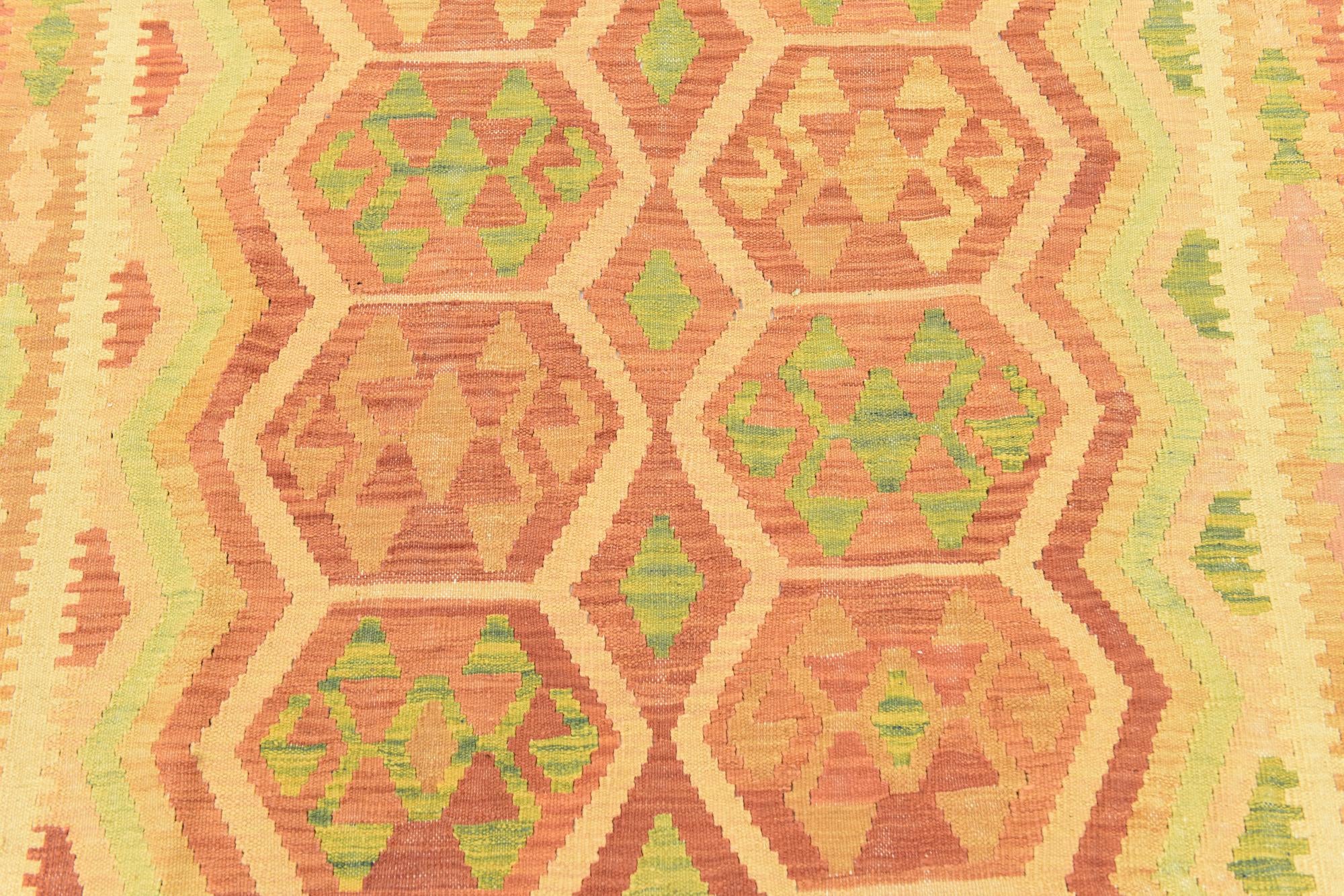 4' 10 x 6' 6 Hand Woven Kilim Waziri Wool Rug