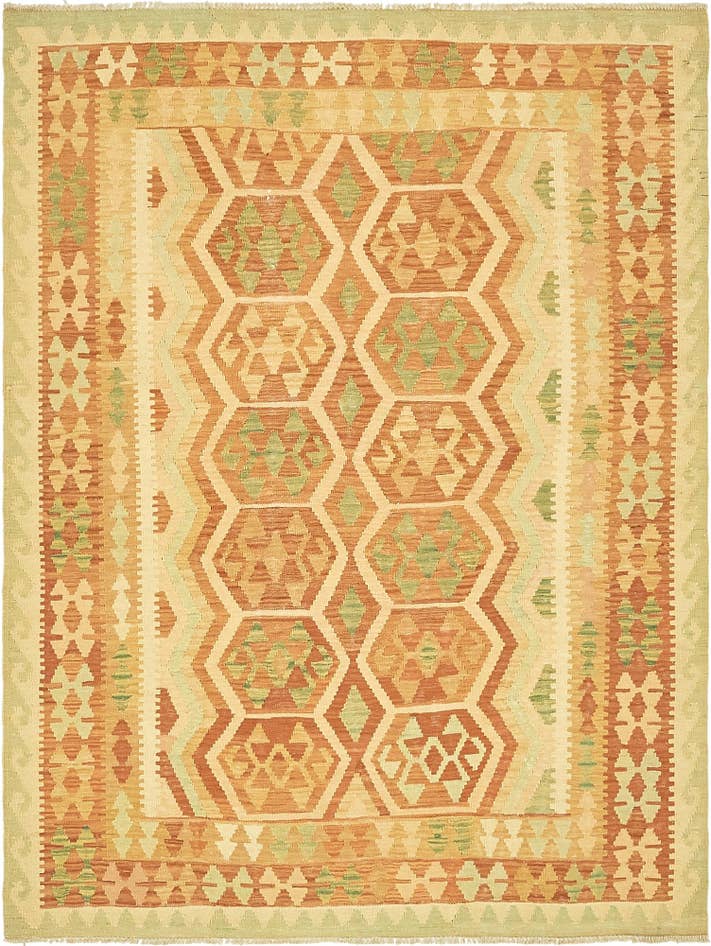Detail image of 4' 10 x 6' 6 Hand Woven Kilim Waziri Wool Rug